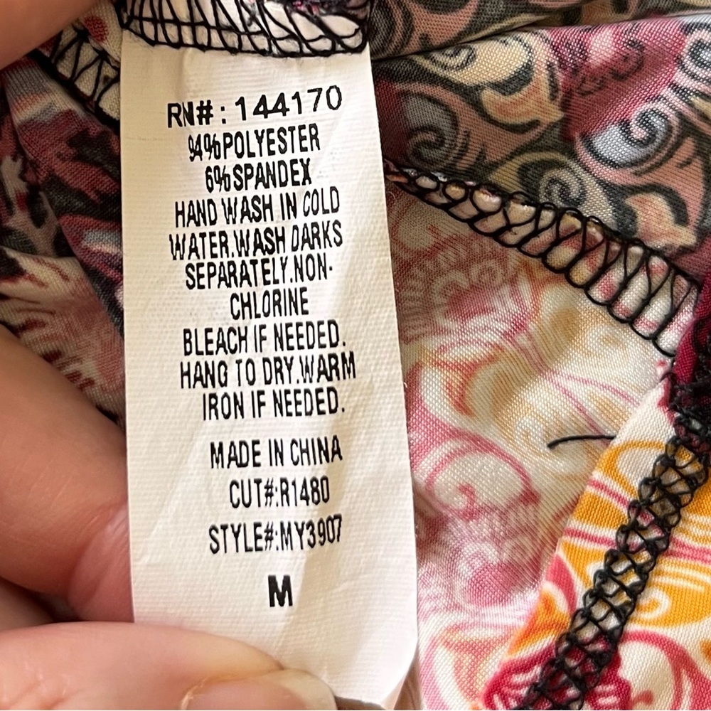Womens Tank Top Medium Scoop Neck Swing Hem Patchwork Boho Festival Eclectic - Picture 8 of 8
